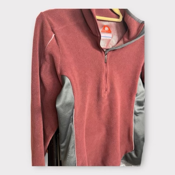 Columbia Womens Fleece Jacket Small Quarter Zip Omni-Heat Merlot and Gray - Picture 2 of 8
